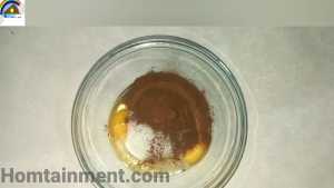 Mixing of egg sugar and cocoa powder