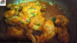 Bhunai of chicken in gravy masala in chicken curry