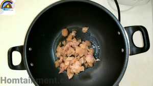 Stir fry chicken with salt for Mexican rice