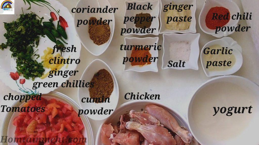 Ingredients of chicken karahi 