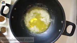 Melting of butter for karahi
