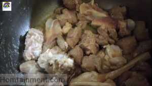 Roasting of mutton pieces in makhni Mutton Karahi