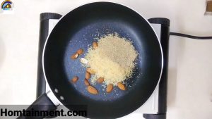 Dry roast coconut almond