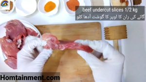 Slices of beef undercut pasandey